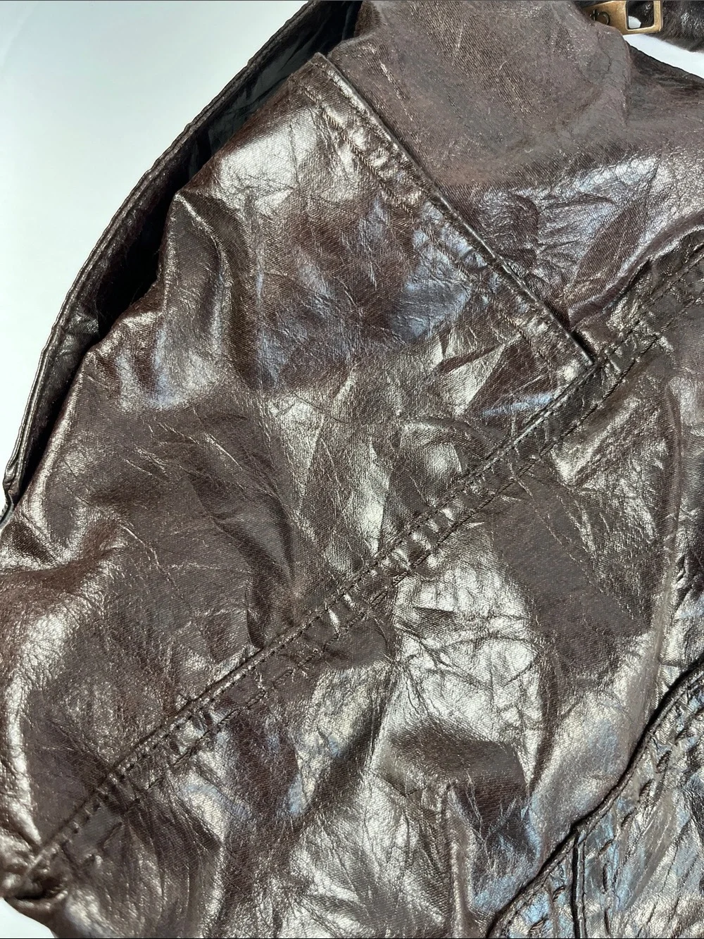 Matt & Nat Vegan Leather Dark Brown Hobo Shoulder Bag with Zippers & Keychain